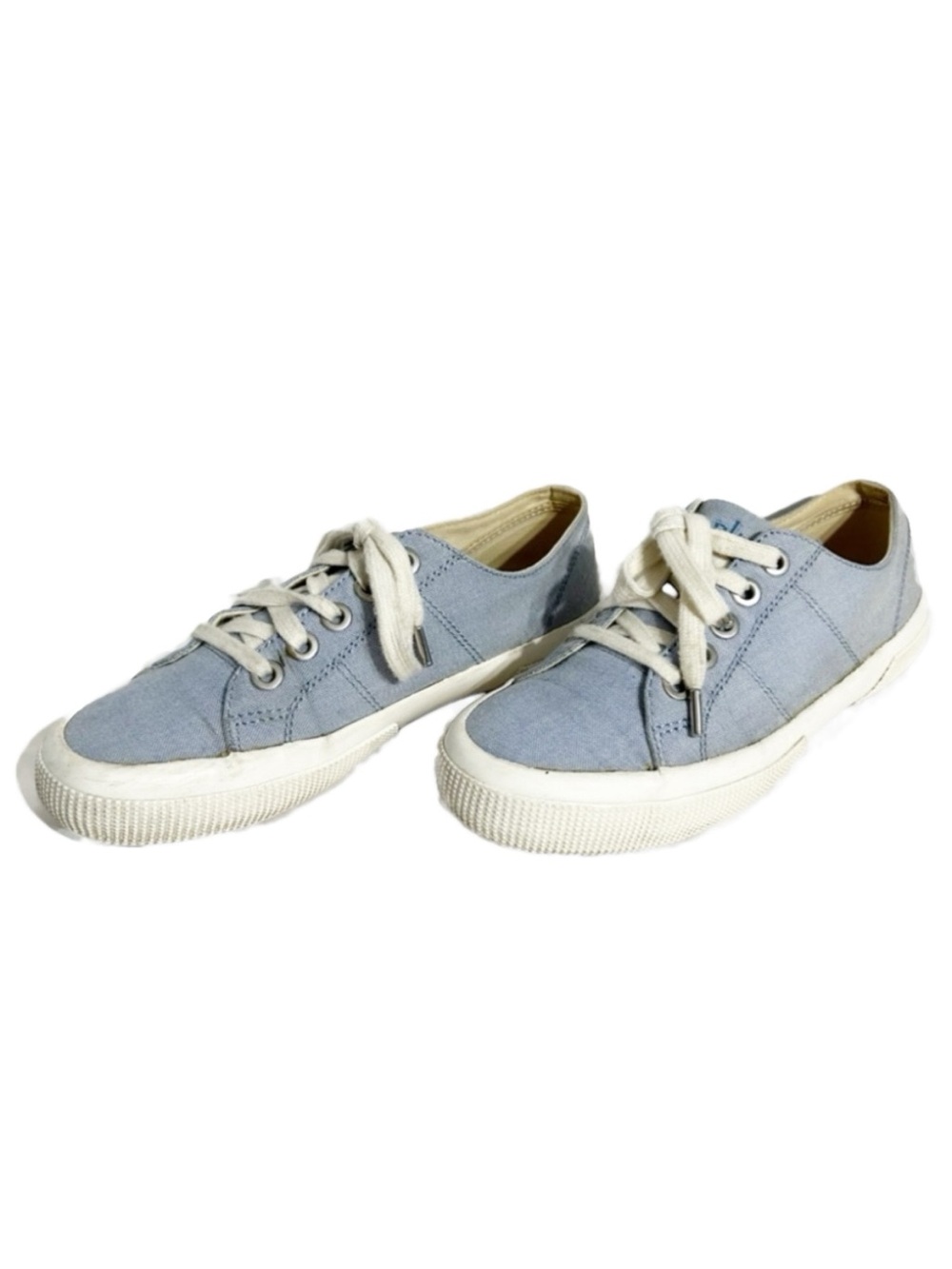 Lauren Ralph Lauren Jolie Oxford Blue Oxford Cloth Upper Lace Up Sneakers 🩵